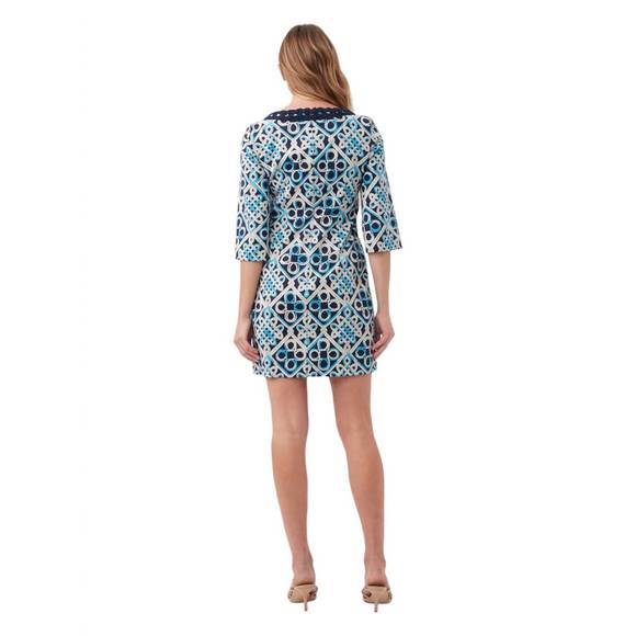 NEW TRINA TURK knotty dress in blue multi - Picture 2 of 4